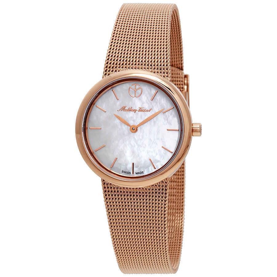 Mathey-tissot Milly Quartz Mop Dial Ladies Watch D403PI - Dial: Mother of Pearl, Band: Rose Gold PVD, Bezel: Rose Gold PVD