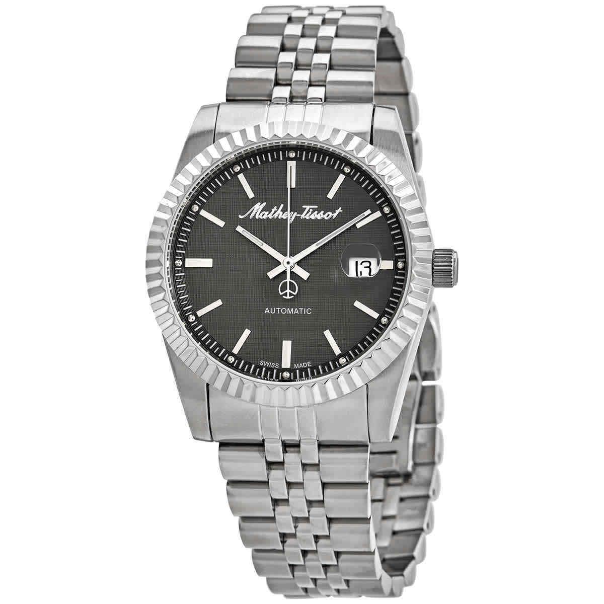 Mathey-tissot Mathy Iii Automatic Grey Dial Men`s Watch H1810ATAS - Dial: Grey, Band: Silver-tone, Bezel: Silver-tone