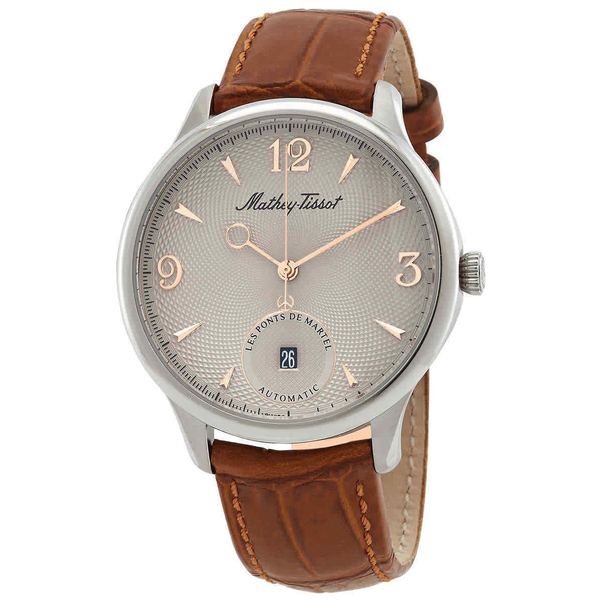 Mathey-tissot Edmond Auto Havana Automatic Silver Dial Men`s Watch AC1886CIA - Dial: Silver-tone, Band: Tan, Bezel: Silver-tone