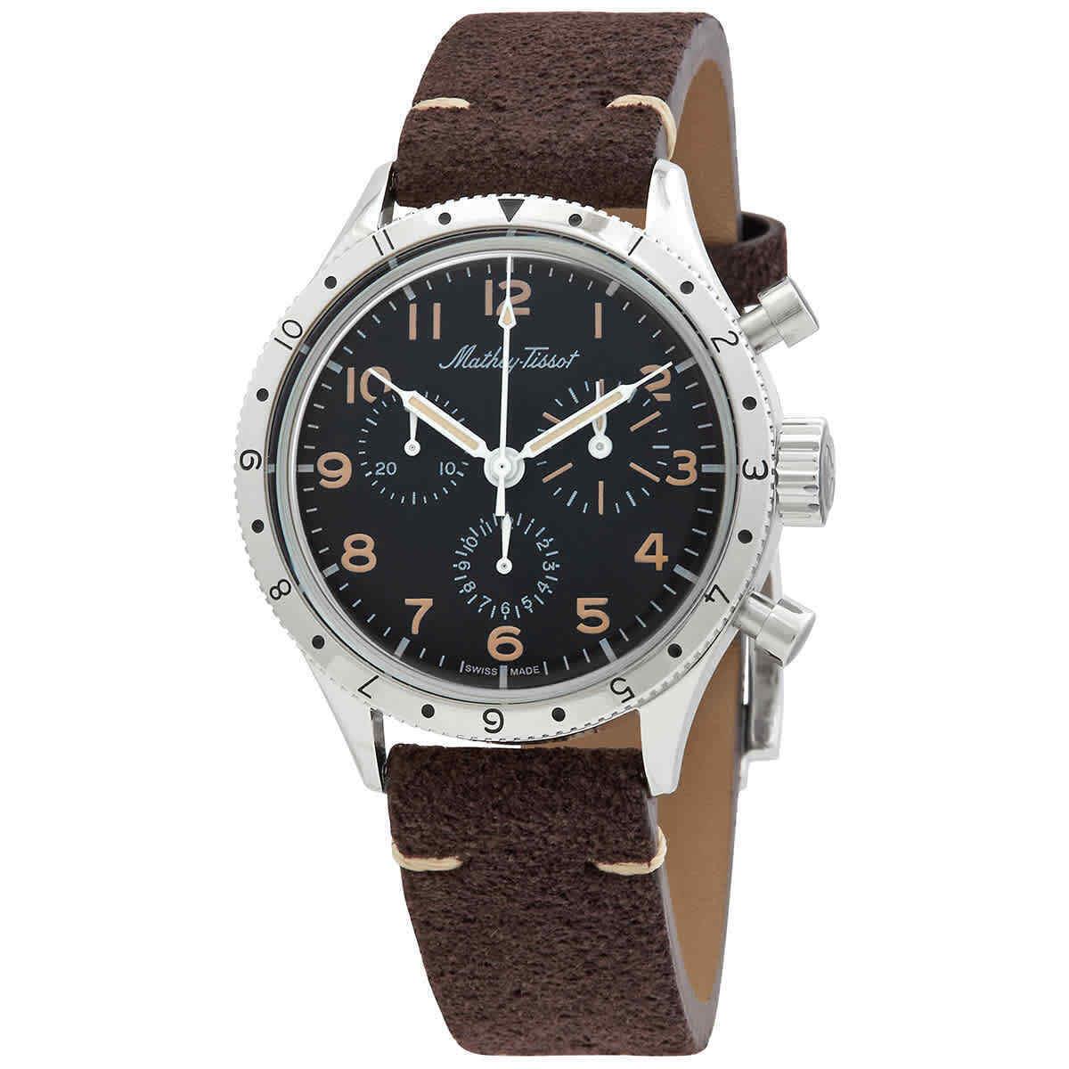 Mathey-tissot Homage Type XX Chronograph Quartz Black Dial Men`s Watch