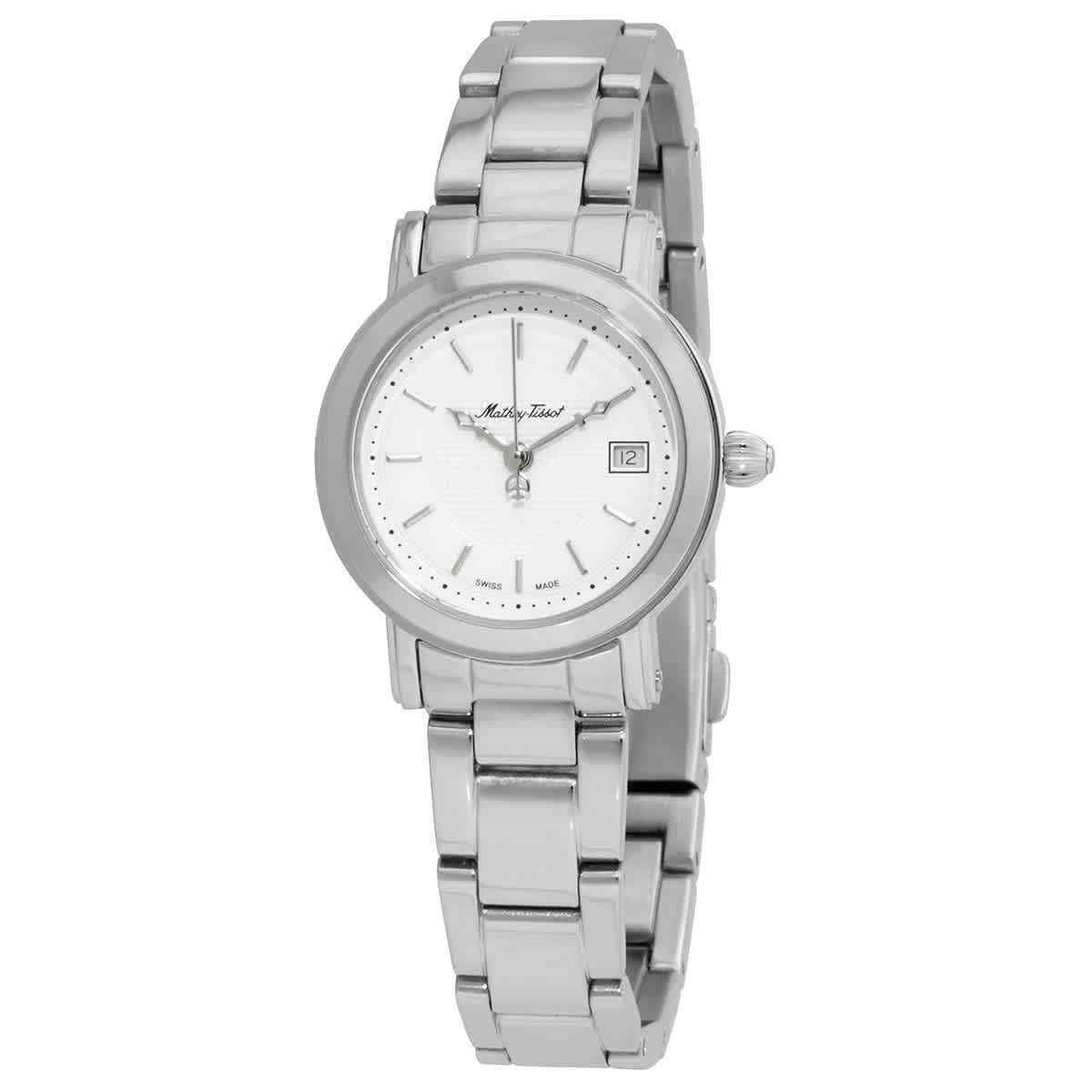 Mathey-tissot City Metal Quartz Silver-tone Ladies Watch D31186MAI - Dial: Silver, Band: Silver-tone, Bezel: Silver-tone