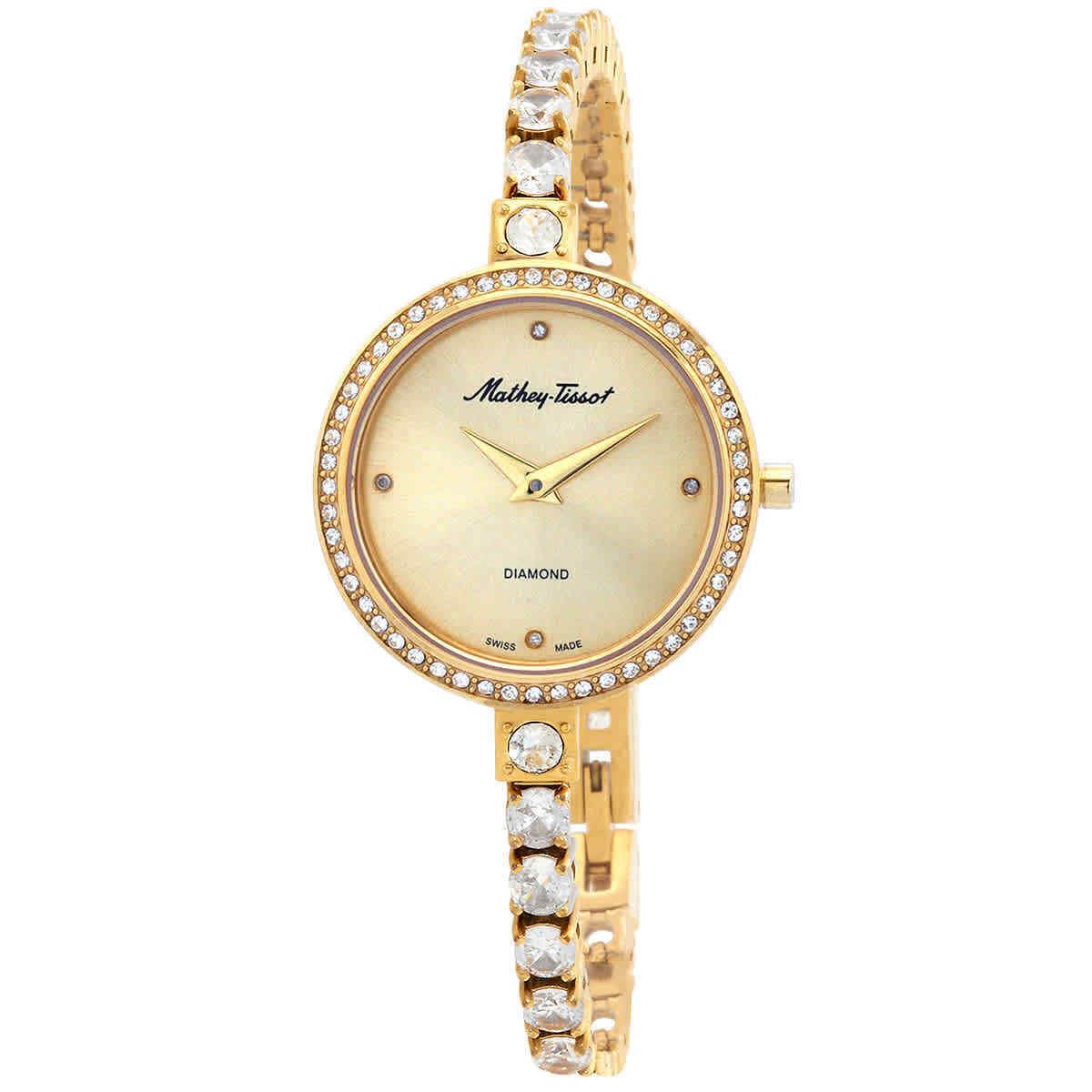 Mathey-tissot Infinity Quartz Diamond Crystal Gold Dial Ladies Watch D986SPDI