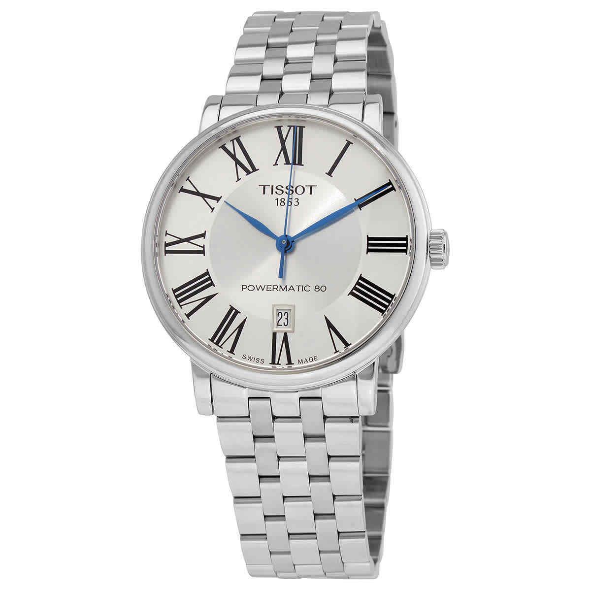 Tissot Carson Powermatic 80 Automatic Silver Dial Men`s Watch T122.407.11.033.00 - Dial: Silver, Band: Silver, Gray, Bezel: Silver