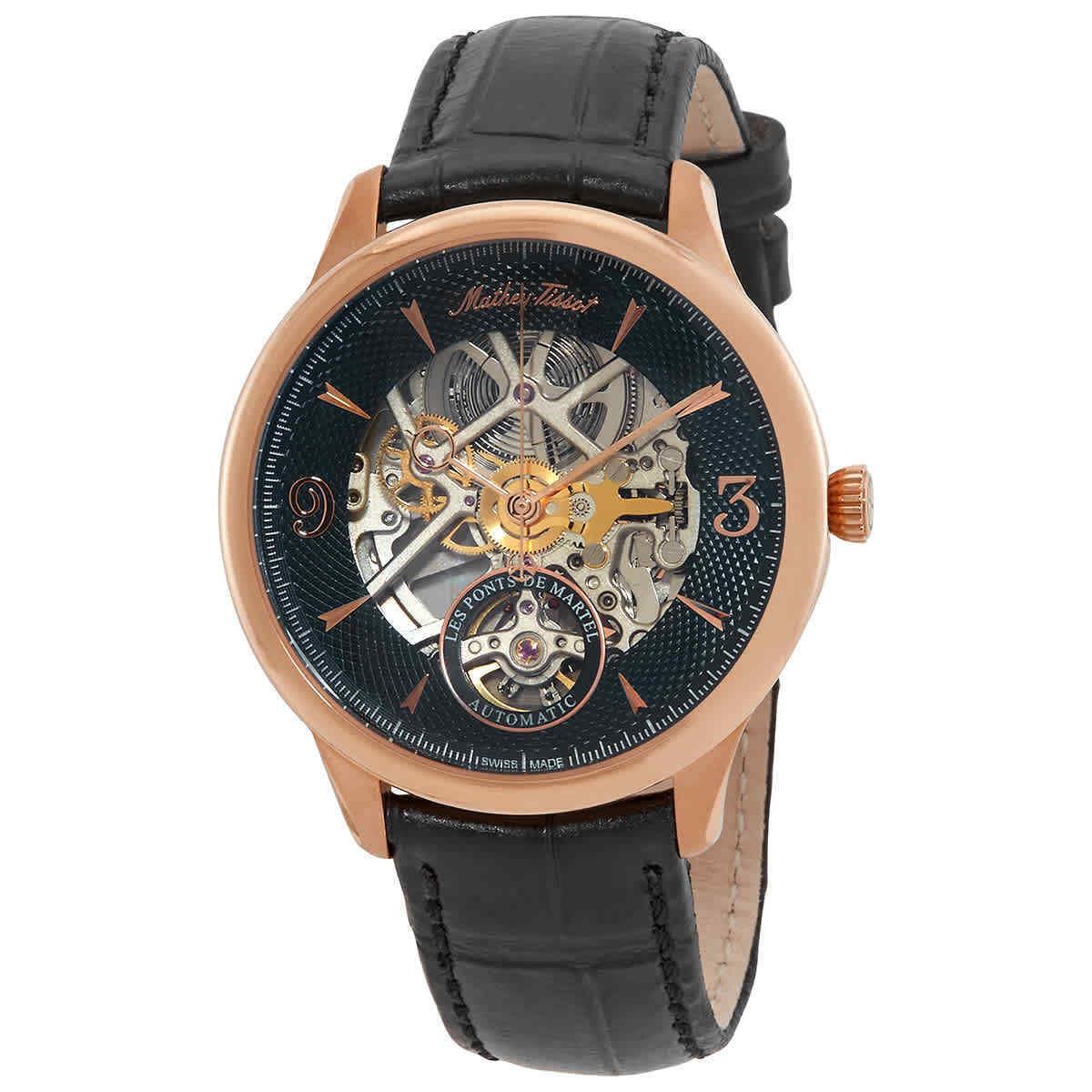 Mathey-tissot Edmond Automatic Skeleton Black Dial Men`s Watch MC1886SKPN