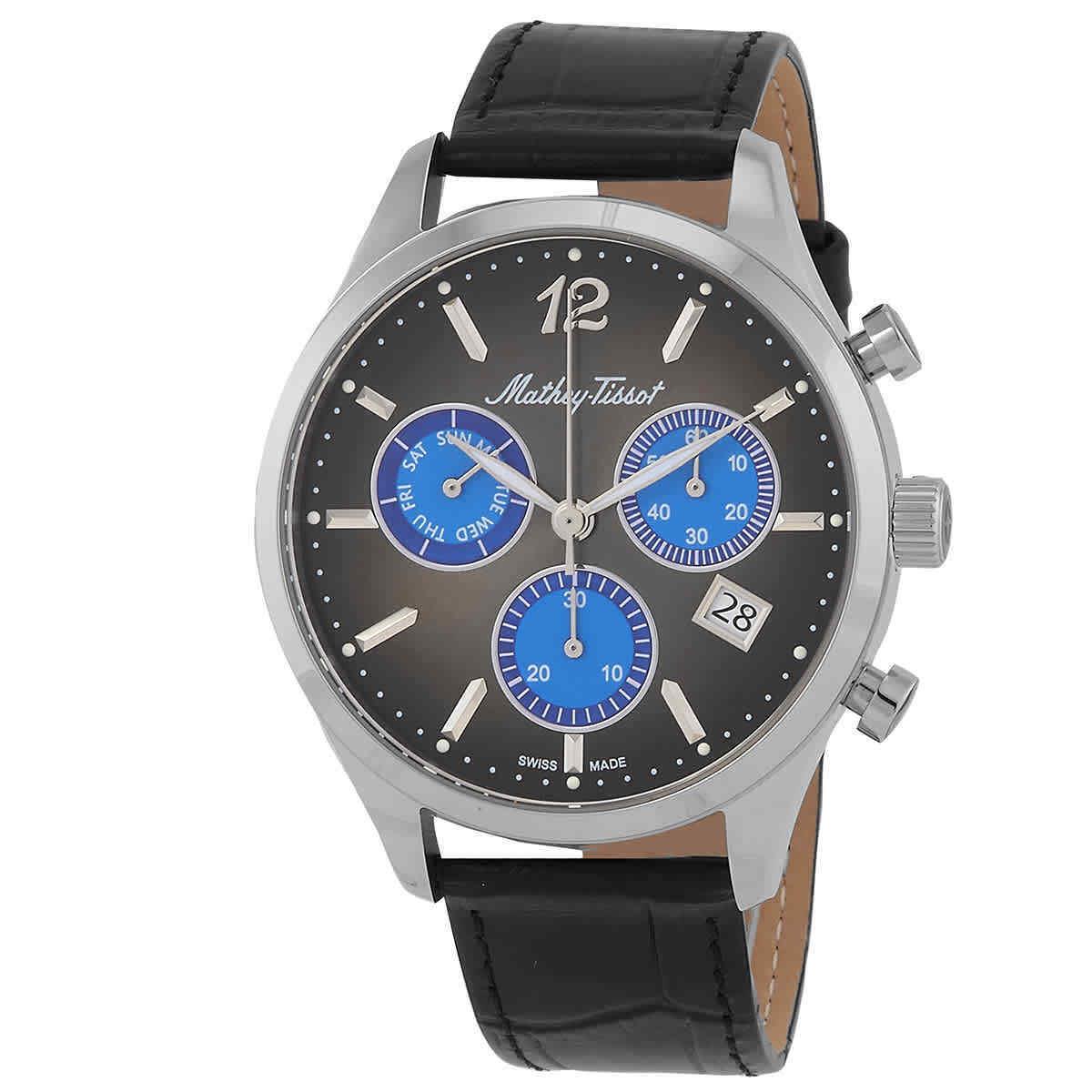 Mathey-tissot Urban Chrono Chronograph Quartz Black Dial Men`s Watch H411CHALMB - Dial: Black, Band: Black, Bezel: Silver-tone