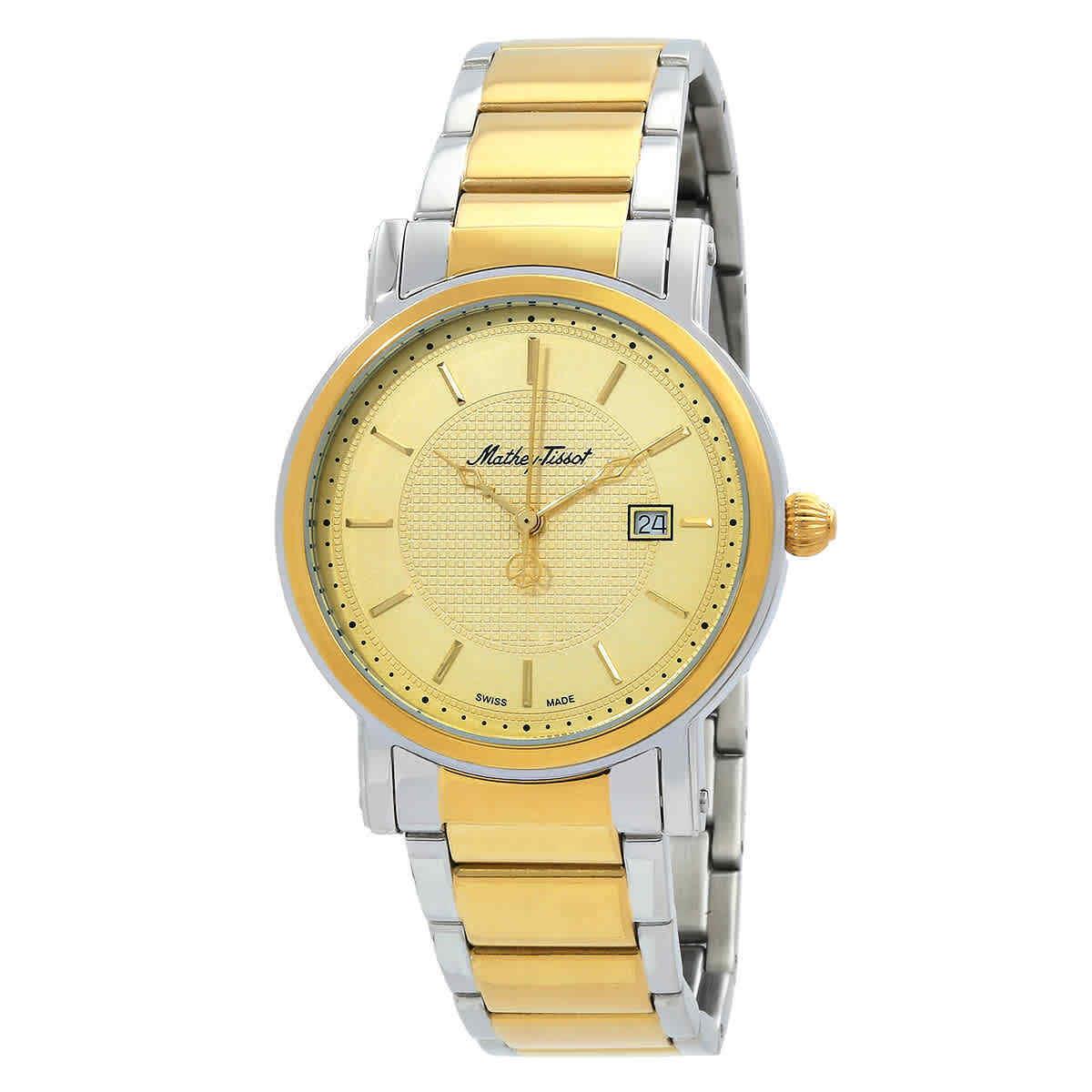 Mathey-tissot City Gold Dial Men`s Watch H611251MBDI - Dial: Gold, Band: Two-tone (Silver-tone and Gold PVD), Bezel: Silver-tone