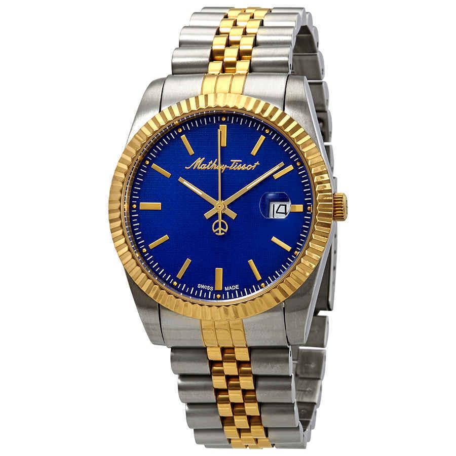 Mathey-tissot Mathey Iii Quartz Blue Dial Men`s Watch H810BBU - Dial: Blue, Band: Two-tone (Silver-tone and Gold PVD), Bezel: Silver-tone