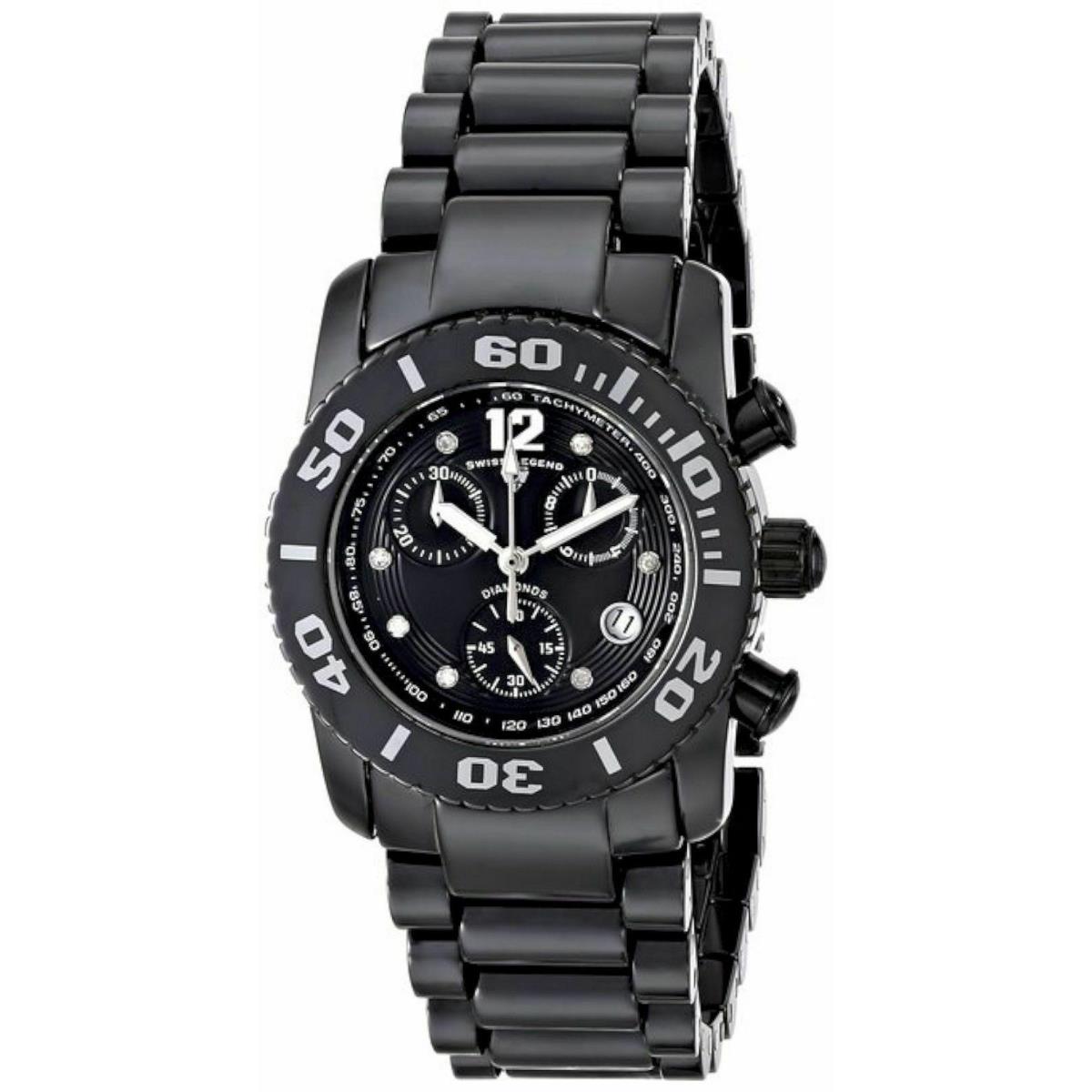 Swiss Legend Diamond Commander Chrono Black Ceramic 10128-BKBD Swiss Made