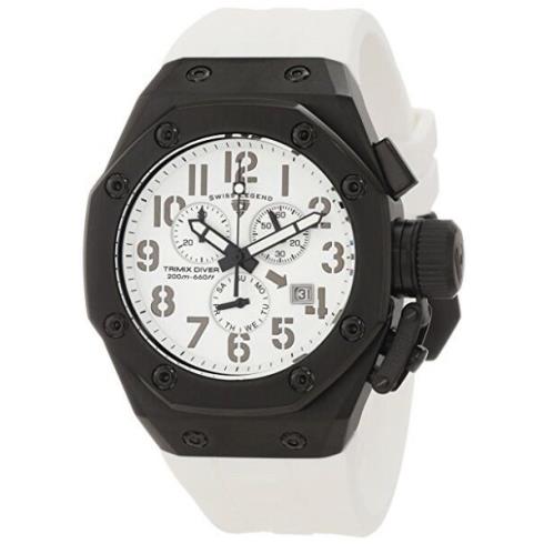 Swiss Legend 10541-BB-02-WHT Men Trimix Diver Chronograph Watch Black