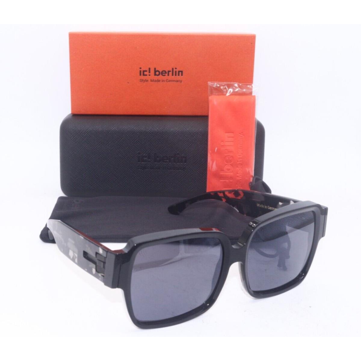 IC Berlin Sara Ecoblack Black Grey Havana Frames Sunglasses 57-17