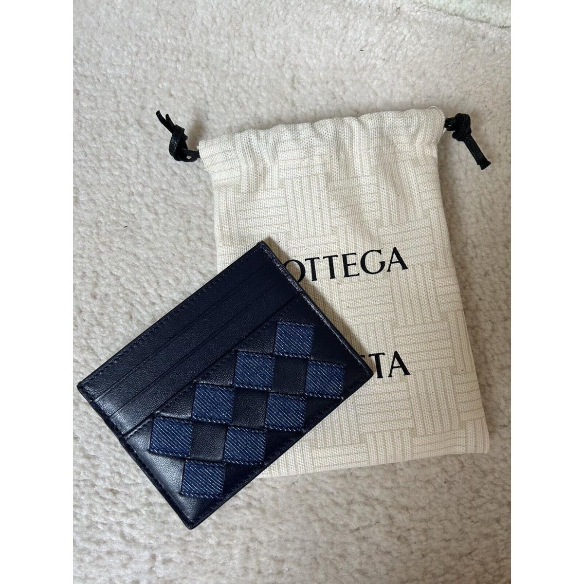 Bottega Veneta Intrecciato Leather Denim Card Case Holder