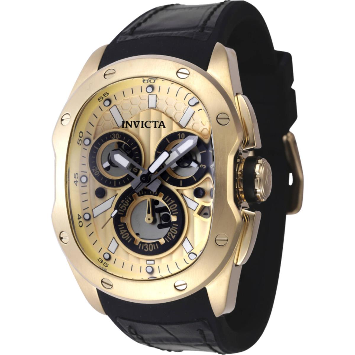 Invicta Men`s Watch Lupah Revolution 2.0 Black Leather and Silicone Strap 45442