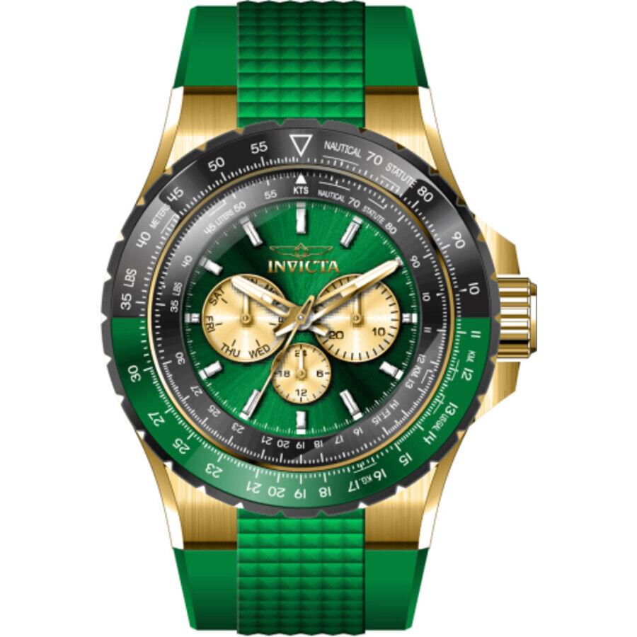 Invicta Aviator Date Day Quartz Green Dial Men`s Watch 44612