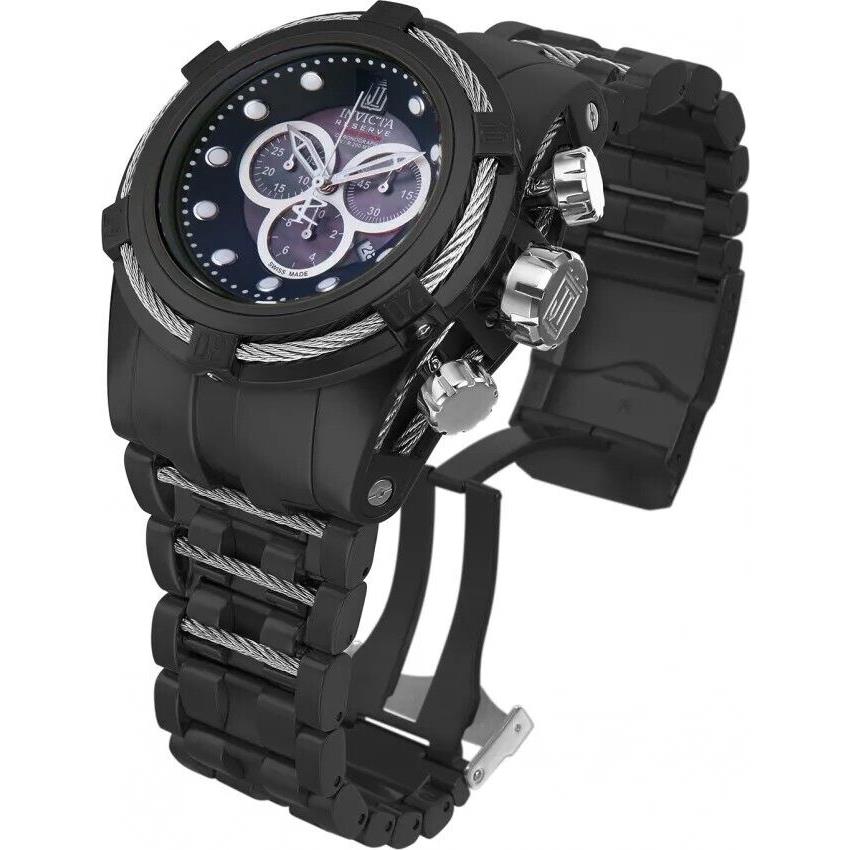 14425 Invicta Reserve 52mm Men`s Jason Taylor Bolt Zeus Chrono SS Bracelet Watch - Dial: Black, Band: Black, Bezel: Black