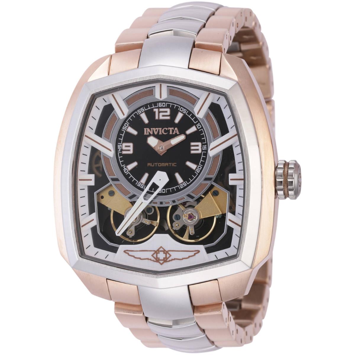 Invicta Men`s Watch Akula Two Tone Rose Gold and Silver Tone Bracelet 43999 - Dial: Black, White, Band: Silver, Rose