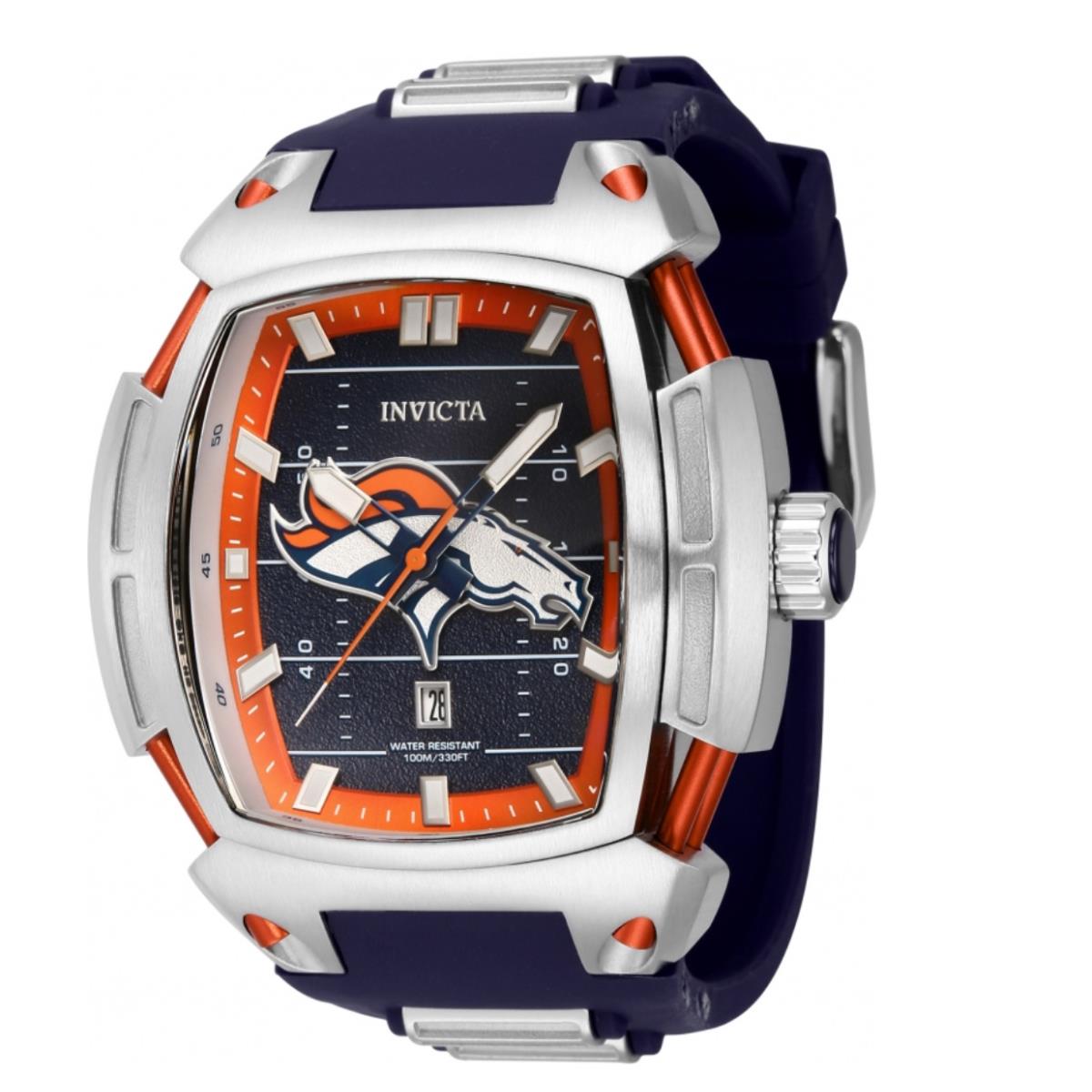 Invicta Nfl Denver Broncos Men`s 53mm Diablo Silicone Chronograph Watch 42814