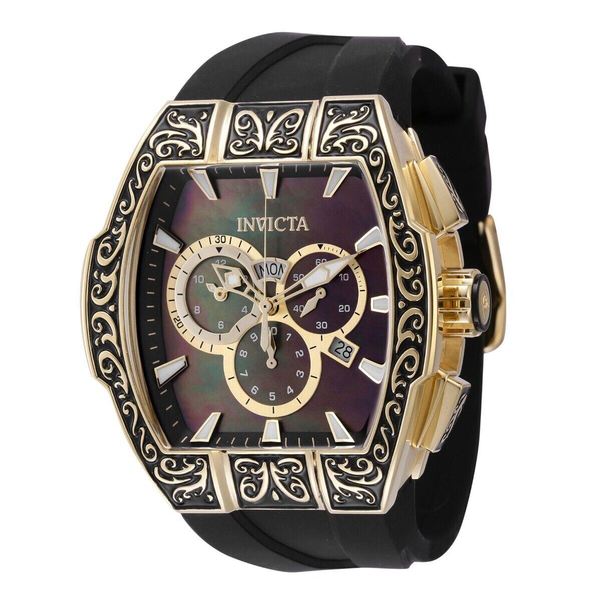 Invicta S1 Rally Swiss Ronda 5050.E Caliber Men`s Watch w/ Mother of Pearl Dial - Dial: Black, Band: strong black