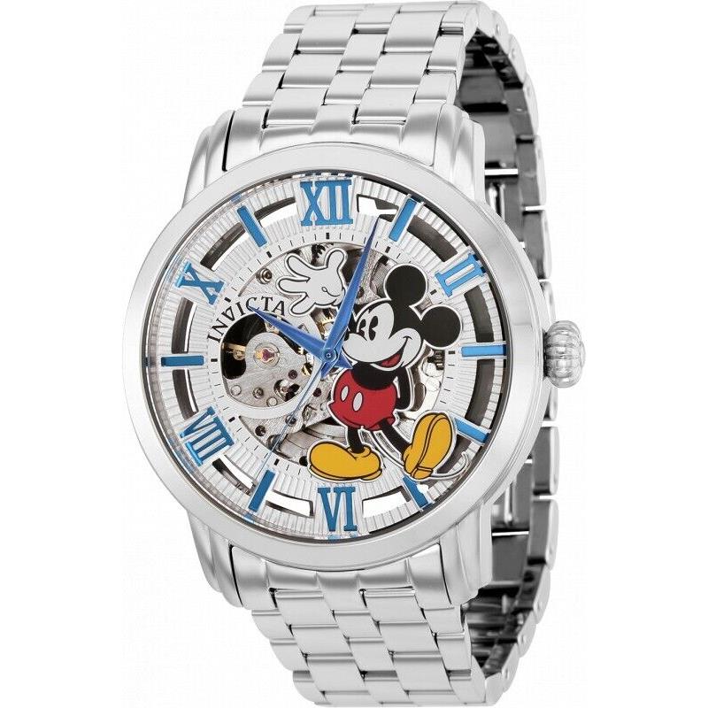 Invicta Disney Mickey Silver 37854 Automatic 44Mm Skeleton Dial Men`s Watch