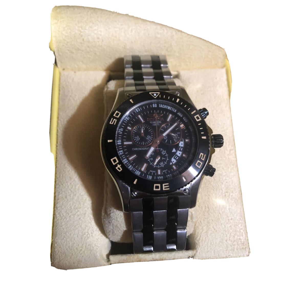 Invicta Black and Silver Chronograph Stainless Steel Watch Men`s 6856 Royal Oak