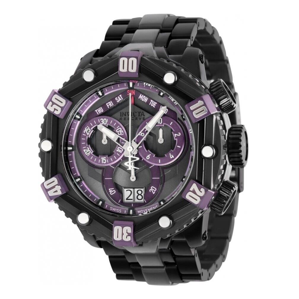 Invicta Reserve Huracan Darkest Purple Men`s 53mm Swiss Chronograph Watch 36632