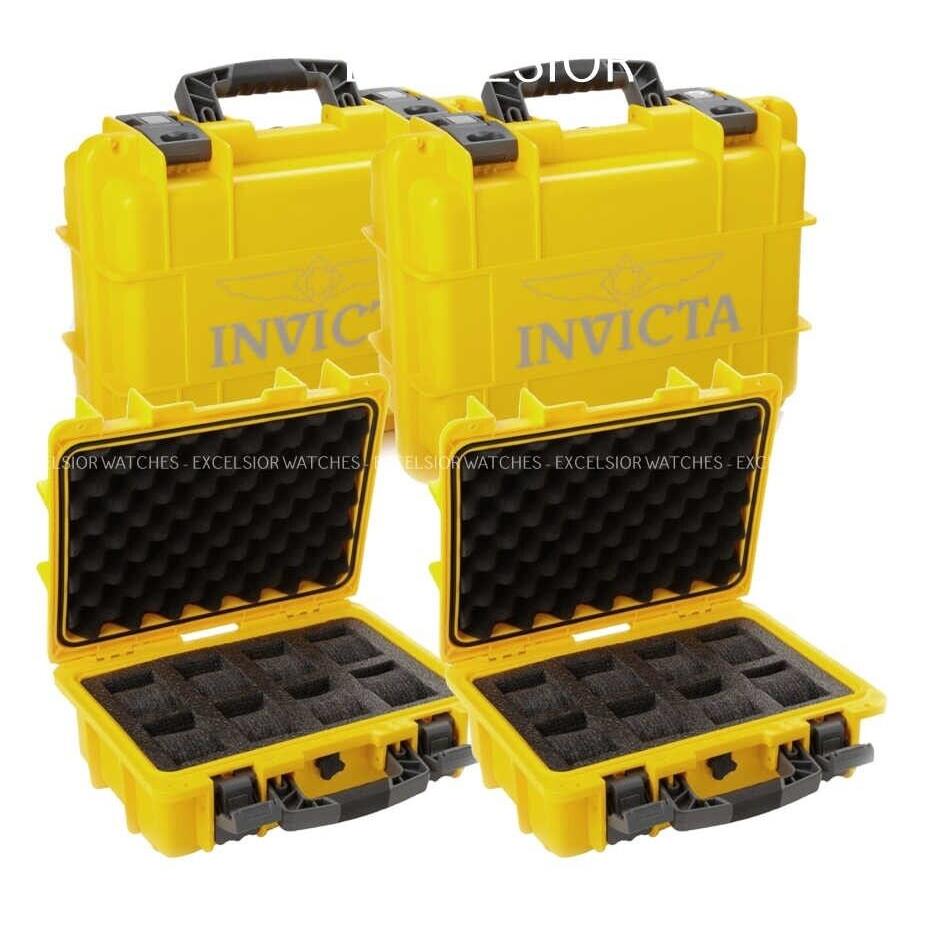 Invicta Eight 8 Slot Impact Yellow Watch Storage Box Collector Case Lot OF 2