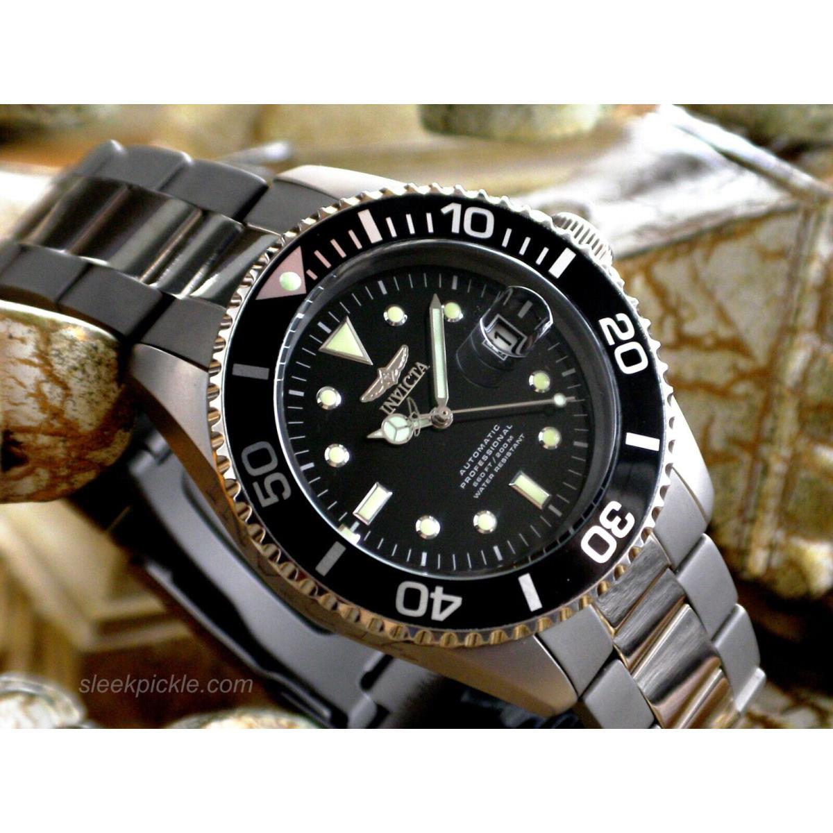 Invicta 0420 Titanium Pro Diver Self-wind Automatic Black Dial Men`s 200M Watch