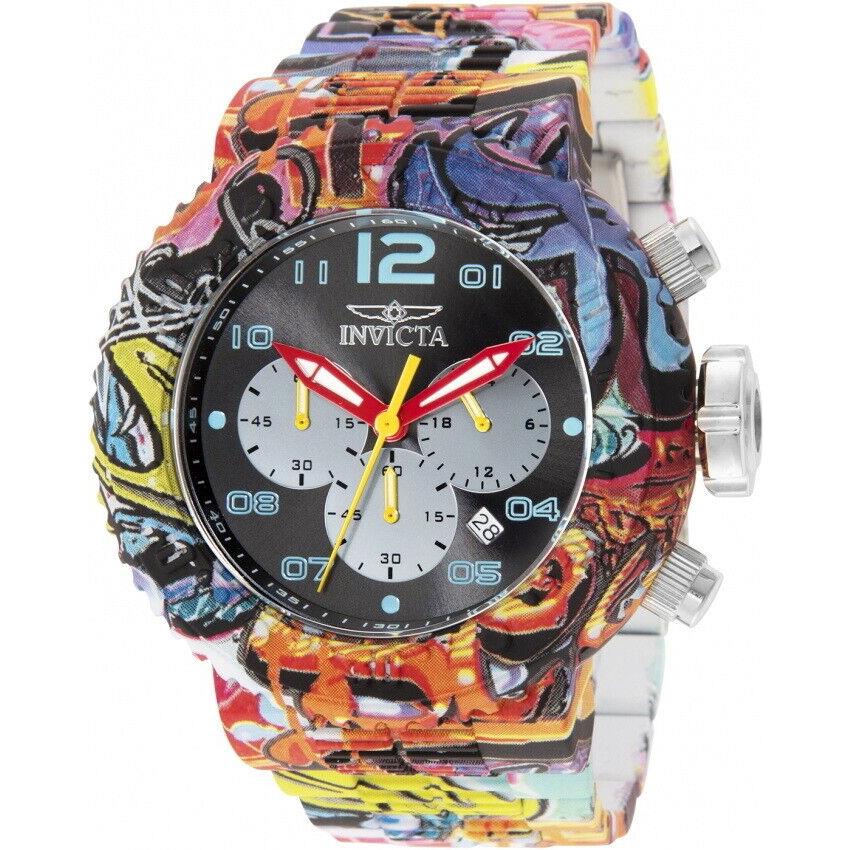 Men`s Invicta 52mm Grand Pro Diver Graffiti Chronograph Ret$1095 Multi-color