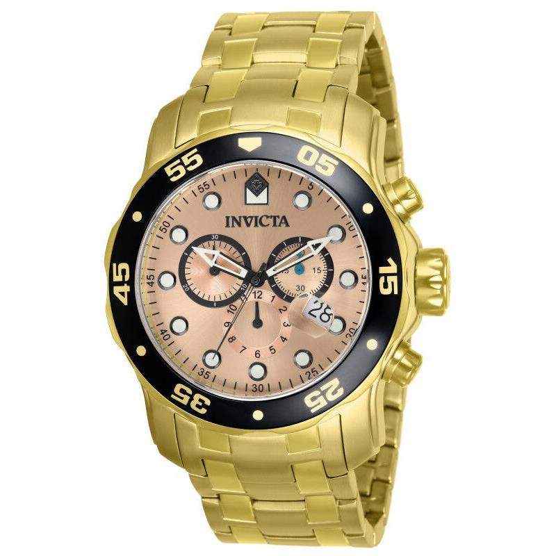 Invicta 80063 Chronograph Gold Pro Diver 200 M Swiss Ret.$795 0072 A 0074