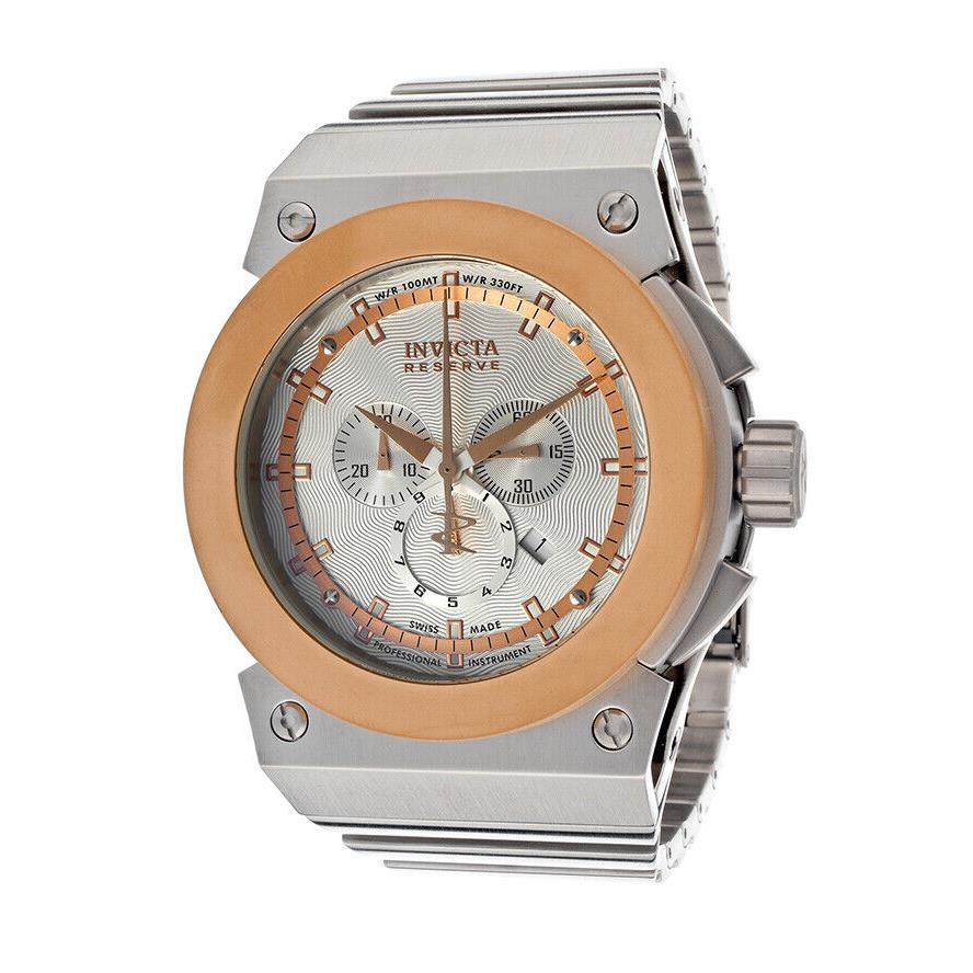 Invicta Men`s 11591 Akula Reserve Chronograph Silver Textured Dial Stainless Ste