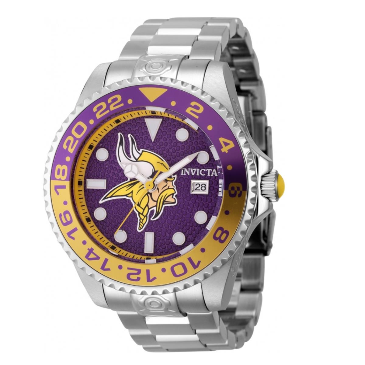 Invicta Nfl Minnesota Vikings Men`s 47mm Grand Diver Automatic Watch 45041