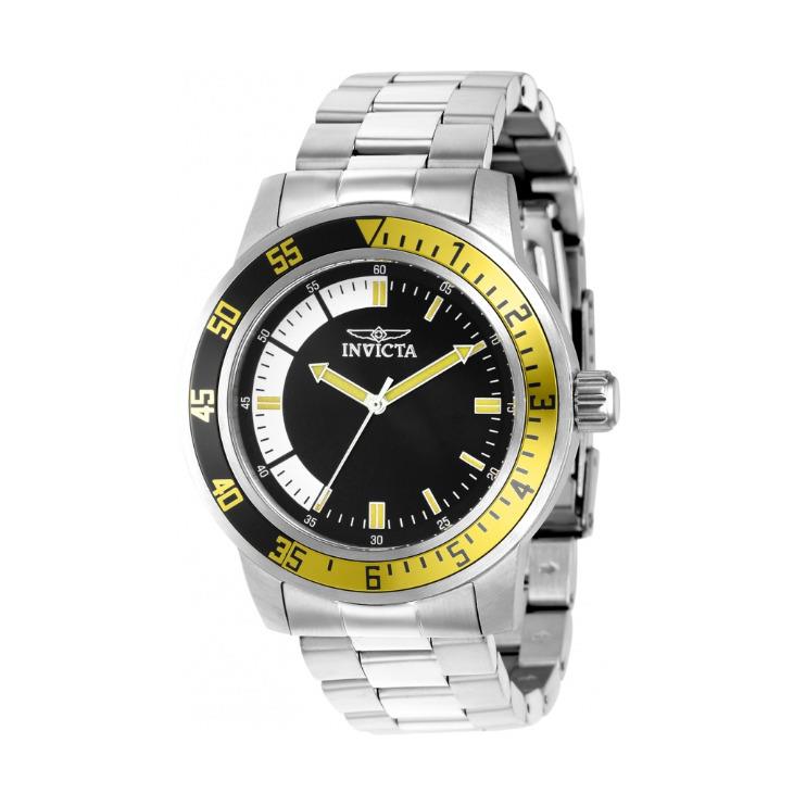 Invicta Specialty Men`s Quartz Watch 38591 45mm - Dial: Black, Band: Silver, Bezel: Black, Gold