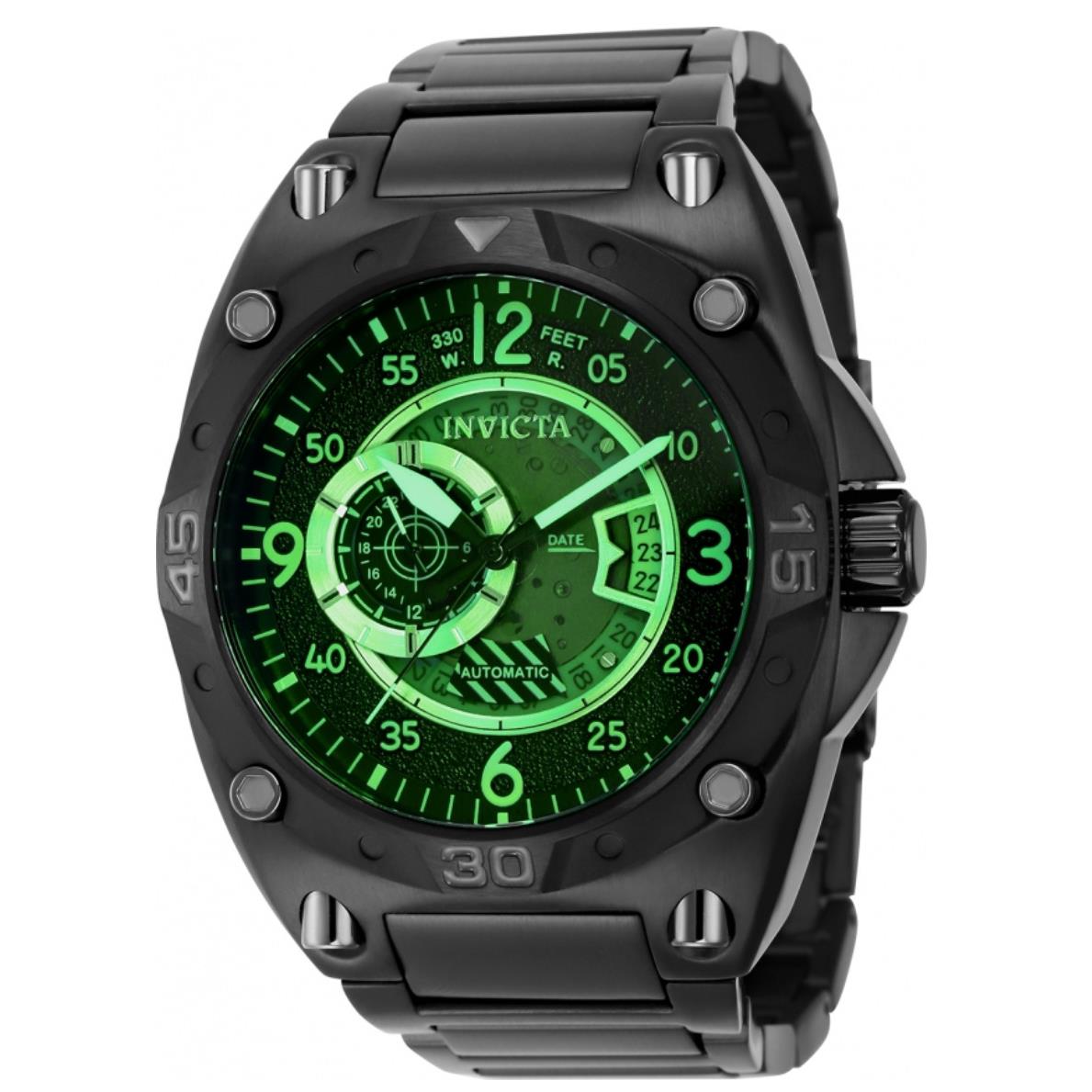 Invicta Aviator Deep Radar Men`s 50mm Automatic Green Tinted Watch 40277