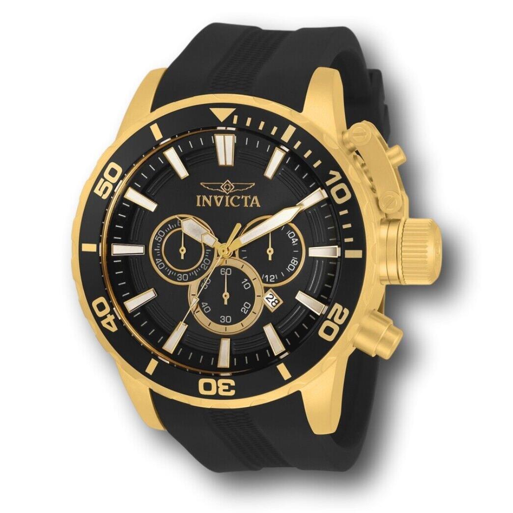 Invicta Corduba Men`s 52mm Black Dial Gold Silicone Chronograph Watch 33703