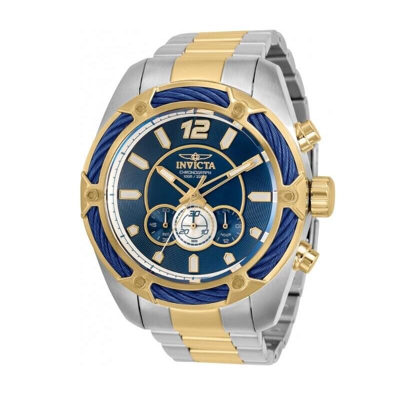 Invicta Bolt Men`s 52mm Blue Dial Two-tone Miyota Chronograph Movement 31473