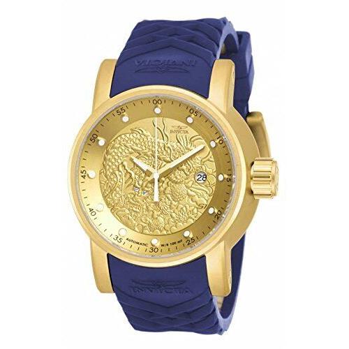 Invicta S1 Rally Automatic Gold Dial Blue Polyurethane Mens Watch 18215