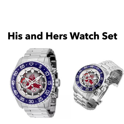 Invicta Pro Diver Men`s + Women`s Mlb Boston Red Sox 50mm 40mm Chrono Watch Set