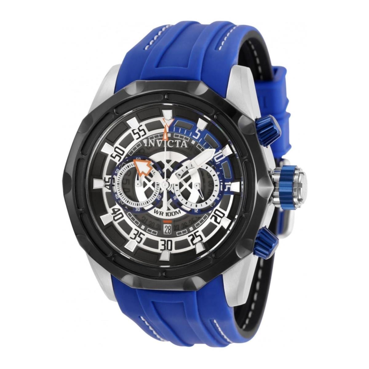 Invicta 32142 Men`s Cruiseline Black Dial Blue Strap Chrono Watch