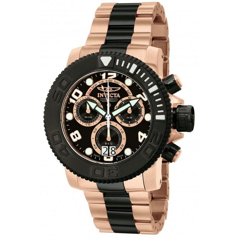 Men`s Invicta 11162 Sea Hunter Rose Gold Two Tone Chronogpaph Swiss Made