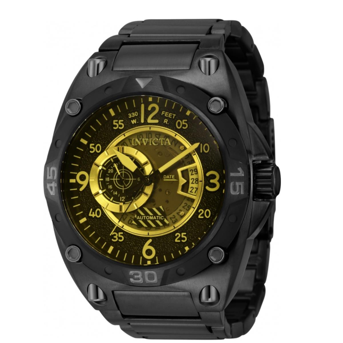 Invicta Aviator Deep Radar Men`s 50mm Automatic Yellow Tinted Watch 40280