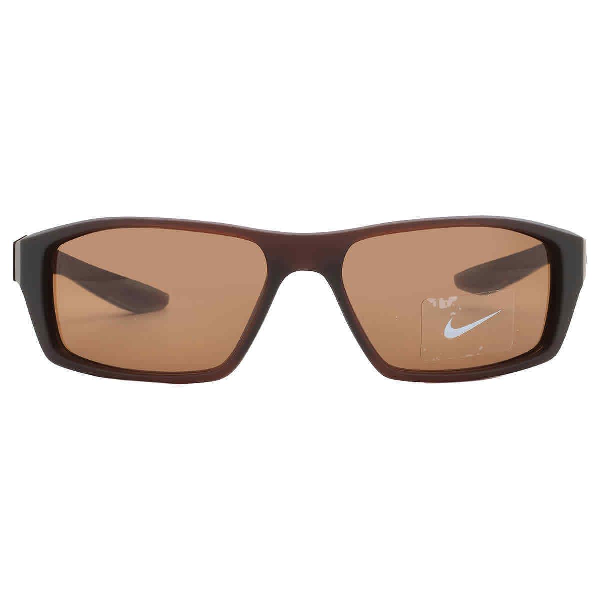 Nike Dark Brown Rectangular Men`s Sunglasses Nike Brazen Shadow M 233 59 - Lens: Brown