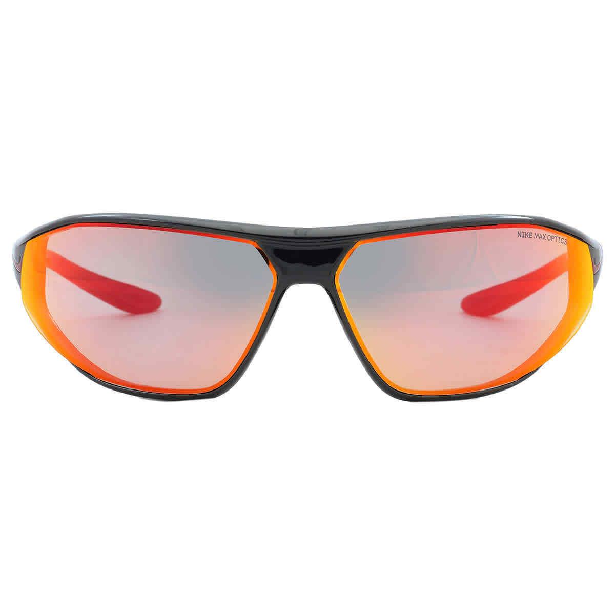 Nike Red Mirror Sport Unisex Sunglasses Nike Aero Swift M DQ0993 011 65 - Frame: Black, Lens: Red