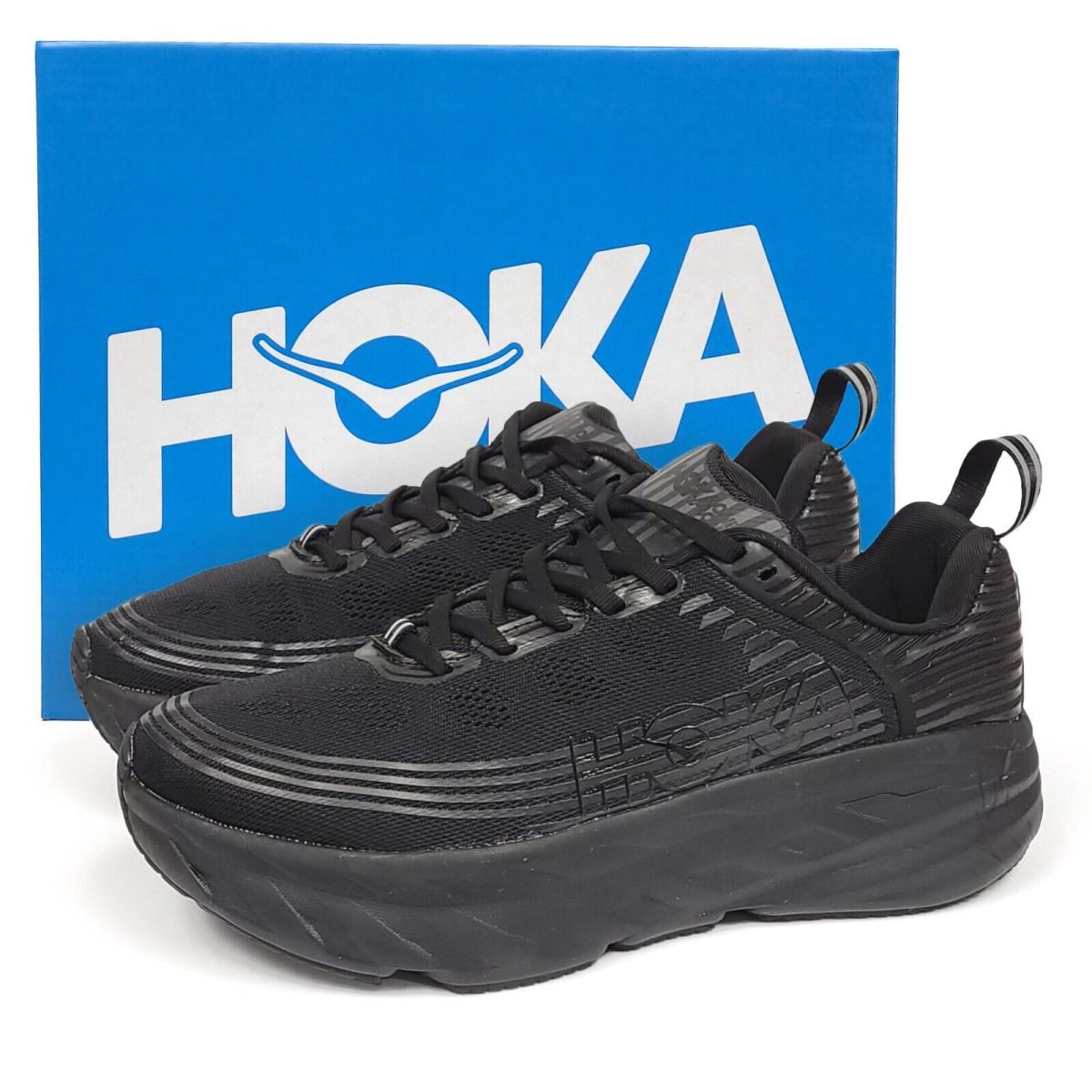 Hoka Women`s Bondi 6 Athletic Sneakers 1019270 Hoka One One Road Running Shoes BBLC All Black