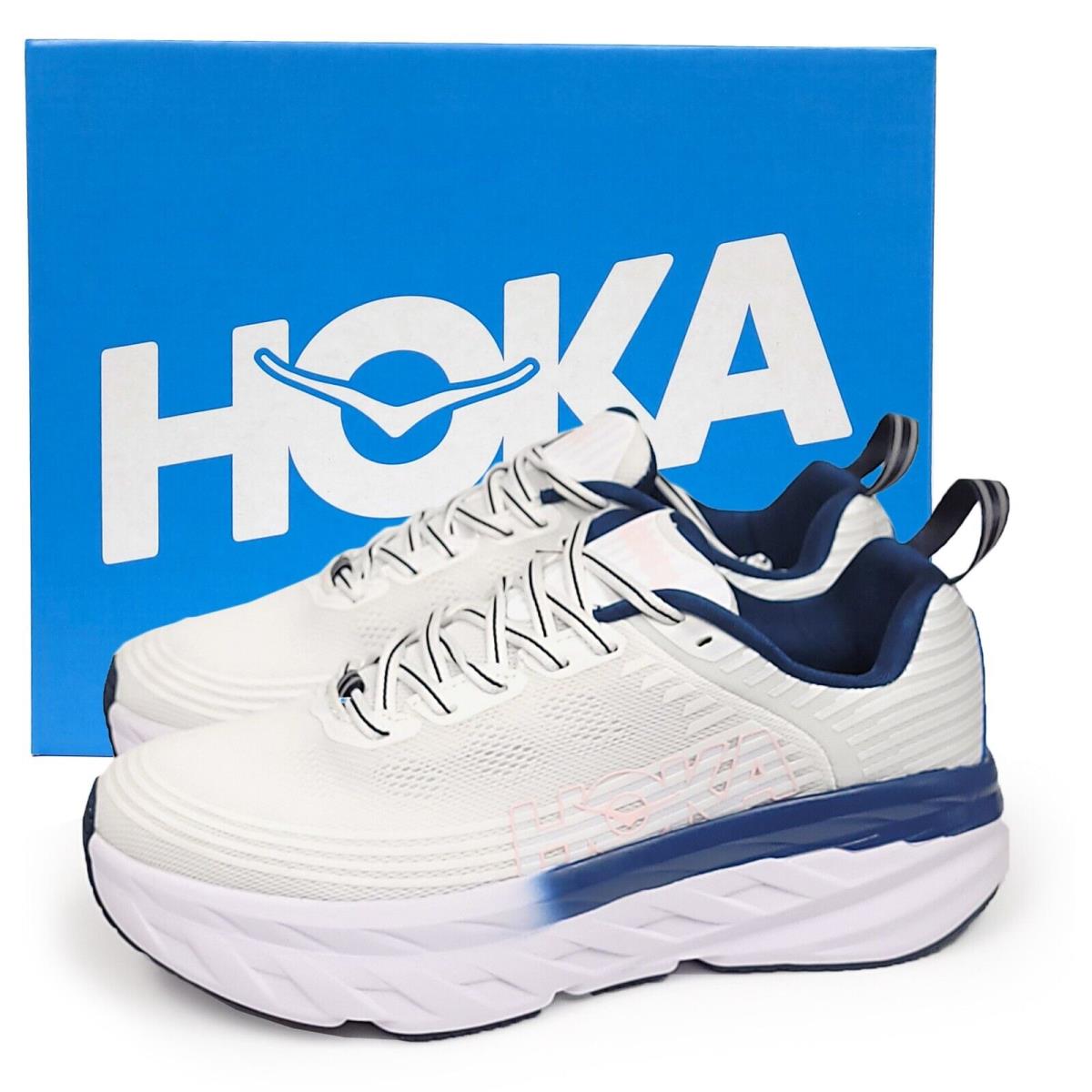 Hoka Women`s Bondi 6 Athletic Sneakers 1019270 Hoka One One Road Running Shoes LRNC Light Gray/Blue