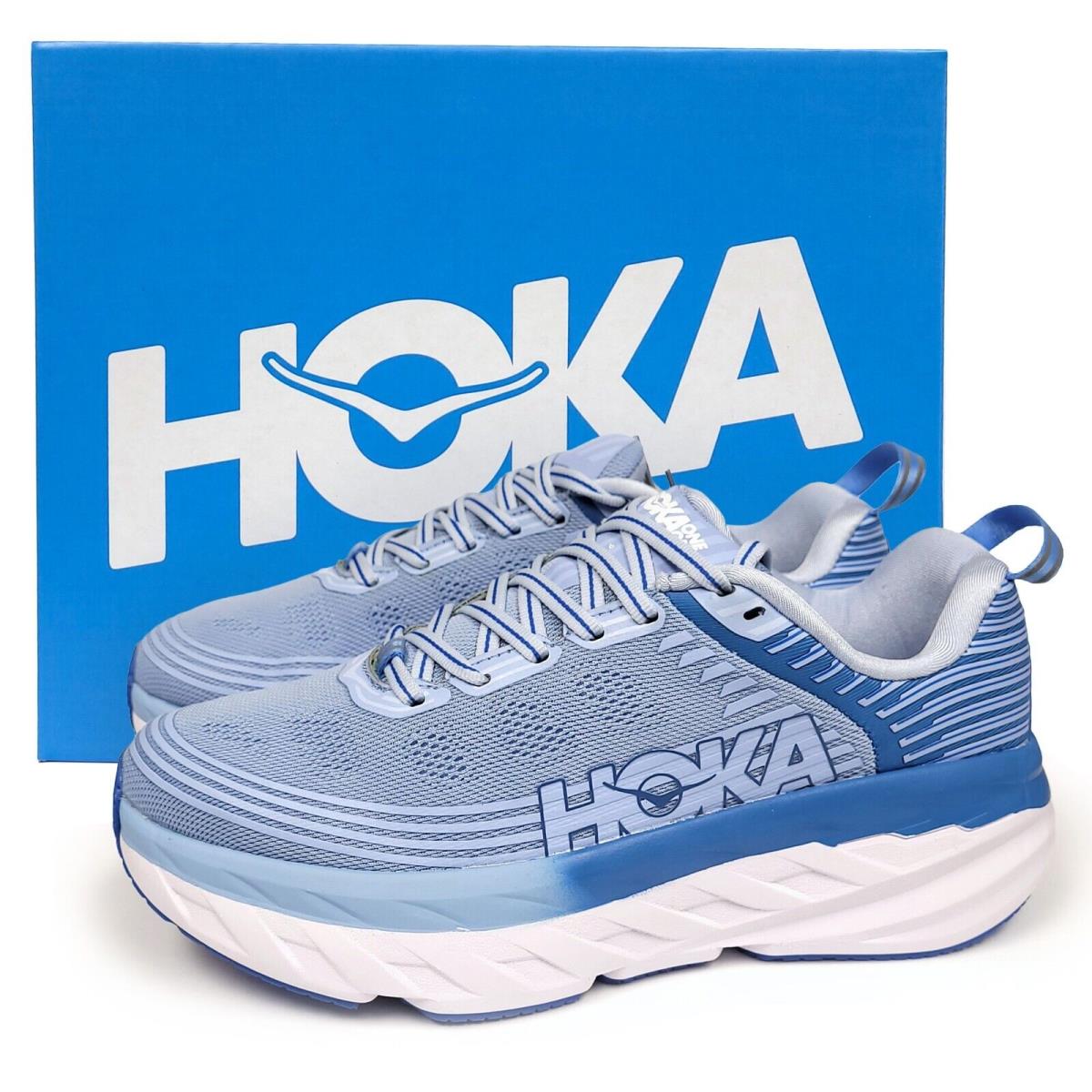 Hoka Women`s Bondi 6 Athletic Sneakers 1019270 Hoka One One Road Running Shoes SPCB Blue