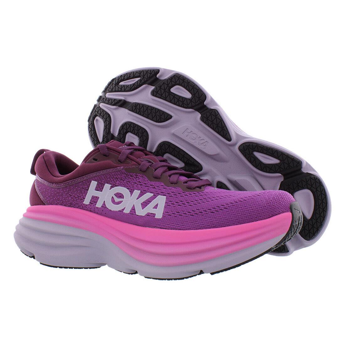 Hoka Bondi 8 Womens Shoes Size 7.5 Color: Beautyberry/grape Wine - Purple, Main: Red