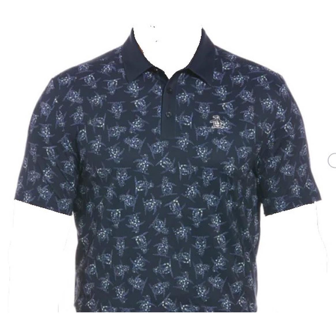 Original Penguin Polo Shirt All-over 60`s Floral Pete Black Iris Medium