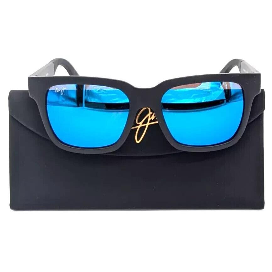 Maui Jim Mongoose MJ 540-2M Black Square Sunglasses Blue Polarized Lens 54mm