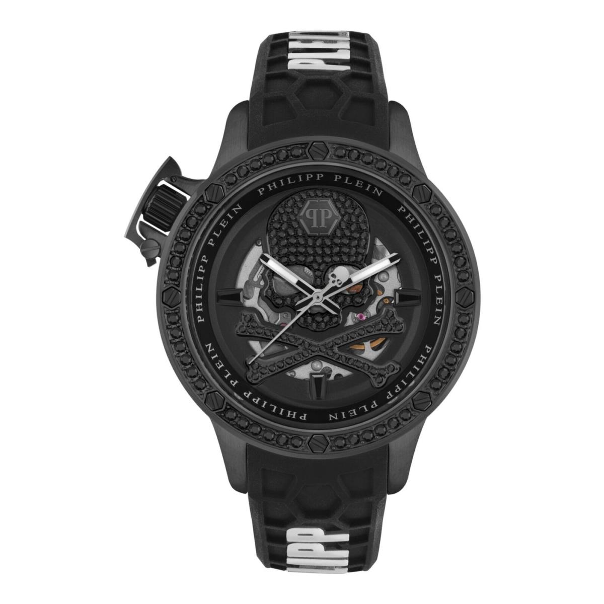 Philipp Plein Mens IP Black 46mm Strap Fashion Watch