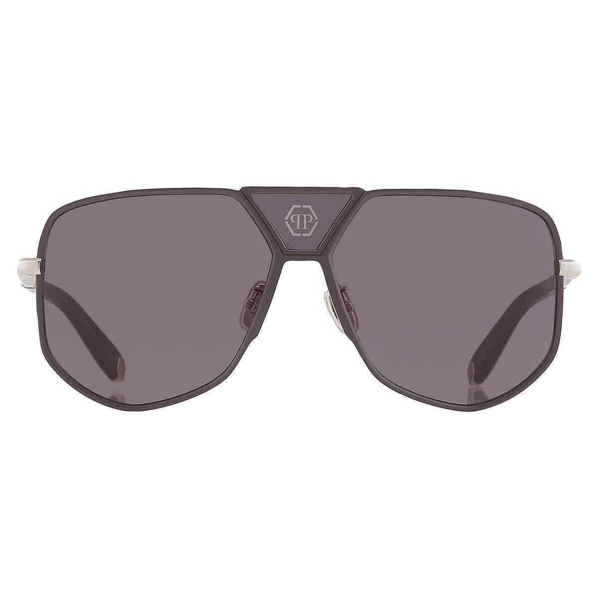 Philipp Plein Grey Navigator Men`s Sunglasses SPP009M 0H70 61 SPP009M 0H70 61