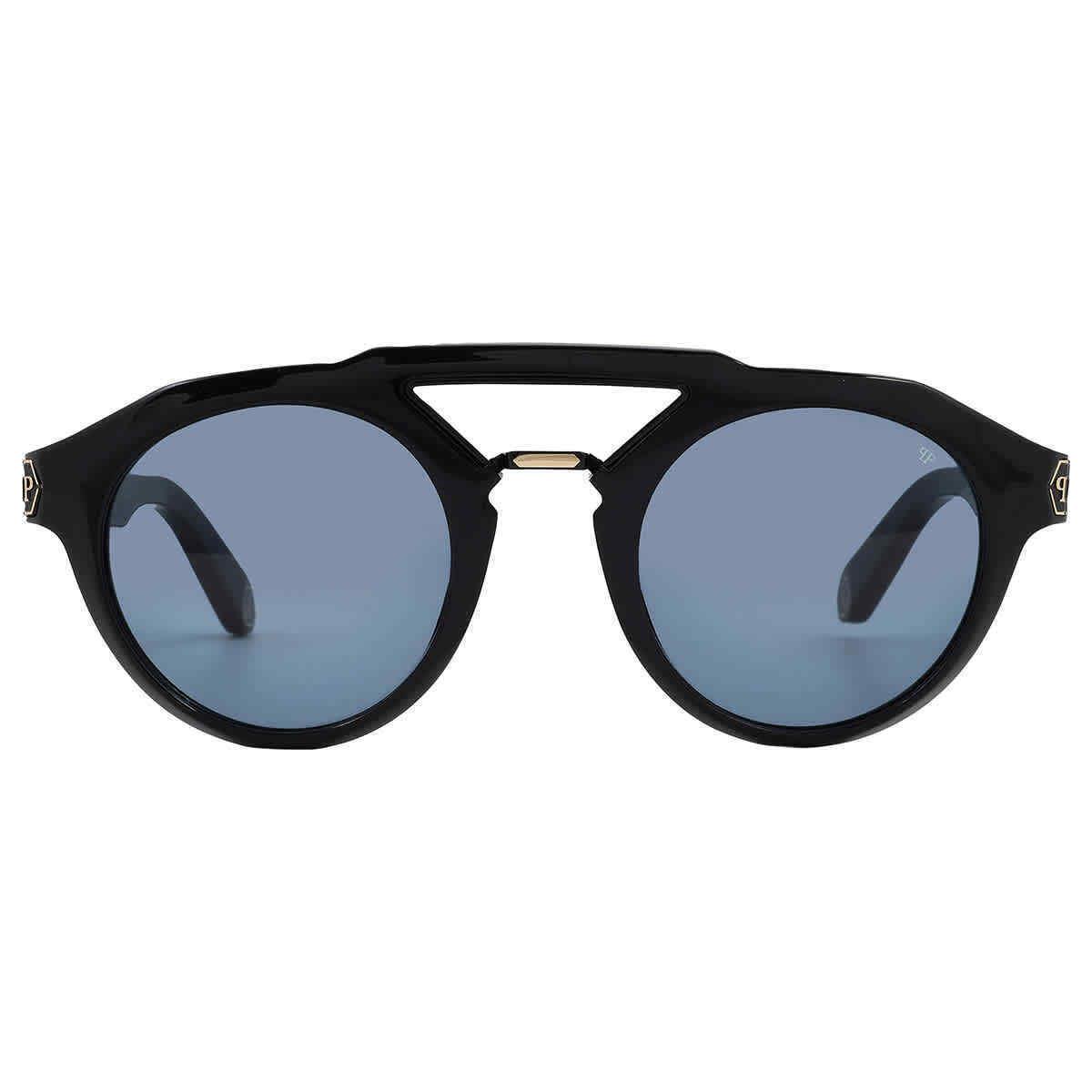 Philipp Plein Blue Round Men`s Sunglasses SPP045M 0700 50 SPP045M 0700 50